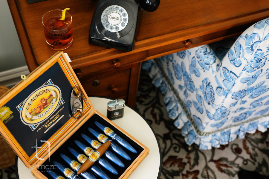 Bourbon and cigars — Doorbell Barbers groom suite experience