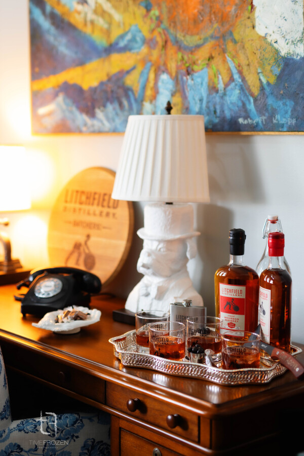 Doorbell Barbers groom morning experience with bourbon and cigars