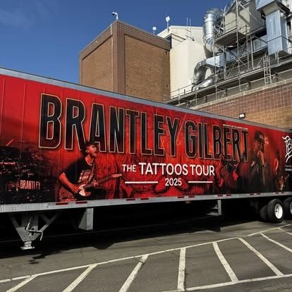 Brantley Gilbert tour truck parked at the arena loading dock