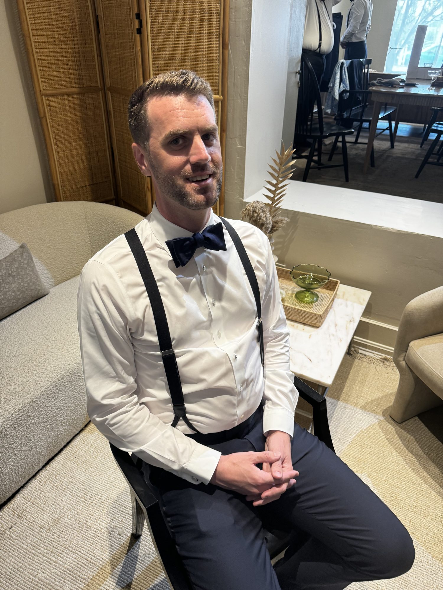 Groom getting ready